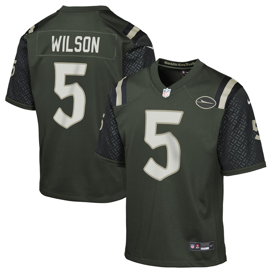 Youth New York Jets Garrett Wilson Nike Gotham Green 2025 Rivalries Collection Game Jersey - Ujersey Shop
