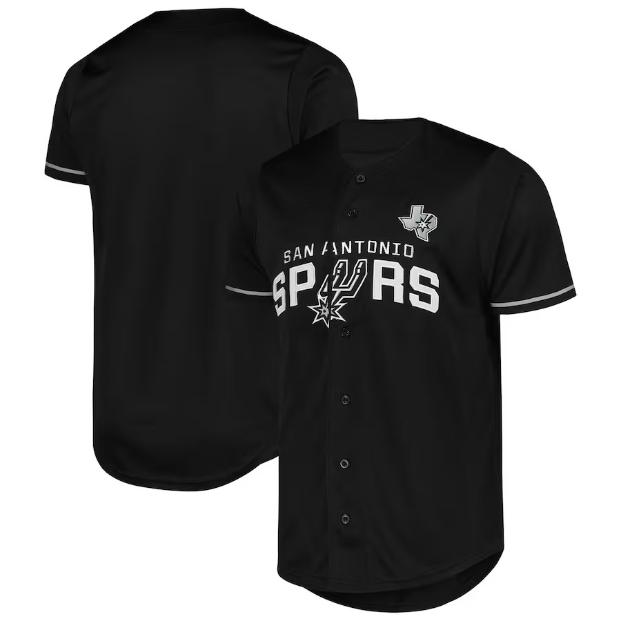 Men's San Antonio Spurs Fanatics Black Pop Baseball Jersey - Ujersey Shop
