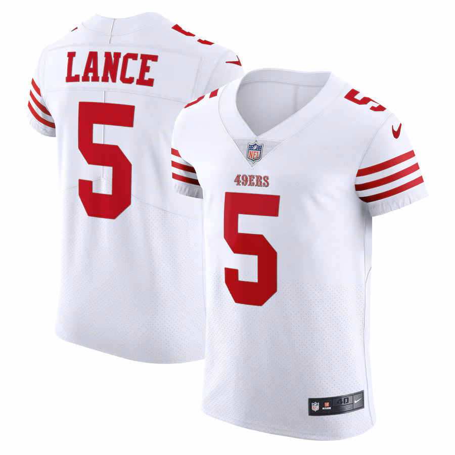 Men's San Francisco 49ers Trey Lance Nike White Vapor Elite Jersey - Ujersey Shop