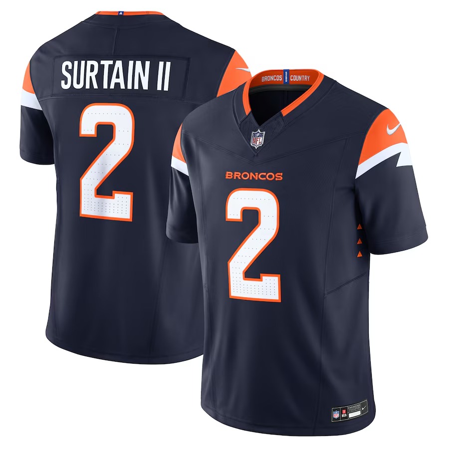 Men's Denver Broncos Patrick Surtain II Nike Navy Alternate Vapor F.U.S.E. Limited Jersey - Ujersey Shop
