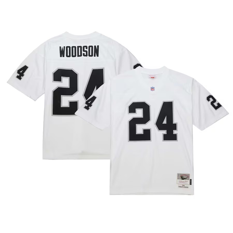 Men's Las Vegas Raiders Charles Woodson Mitchell & Ness White Legacy Replica Jersey - Ujersey Shop