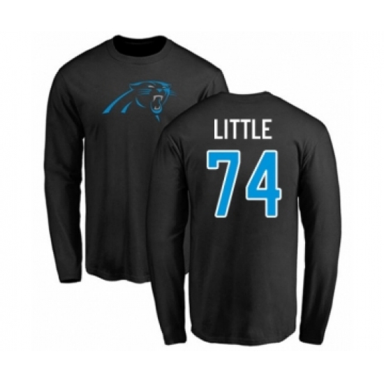 Football Carolina Panthers #74 Greg Little Black Name & Number Logo Long Sleeve T-Shirt - Ujersey Shop