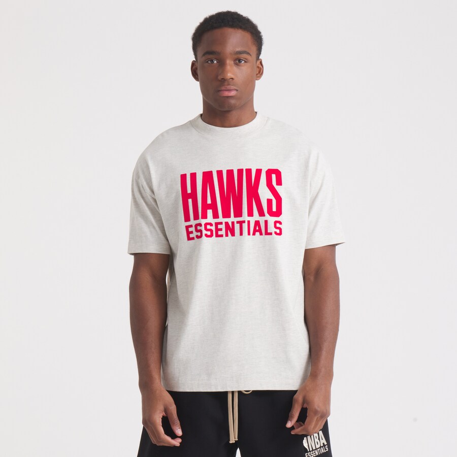 Unisex Atlanta Hawks Fear of God Heather Gray NBA x ESSENTIALS T-Shirt - Ujersey Shop