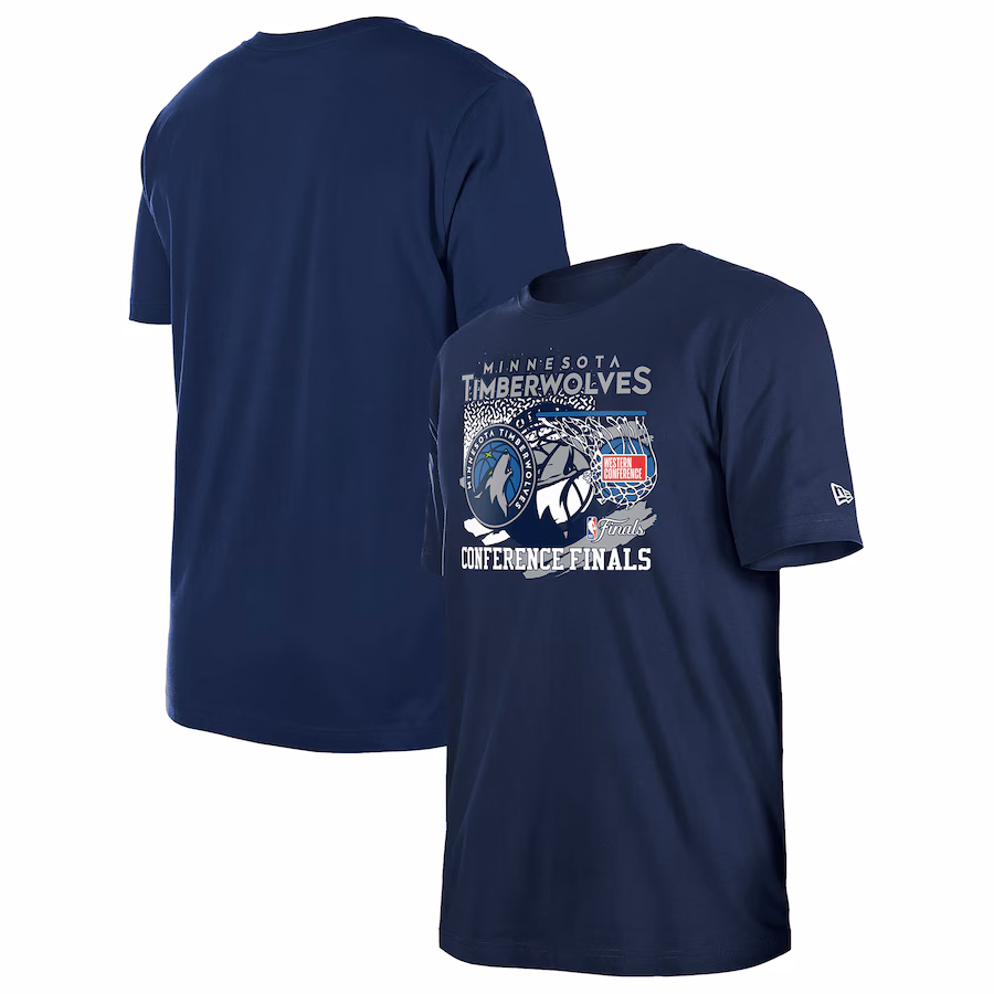 Men's Minnesota Timberwolves  New Era Navy 2024 Western Conference Finals T-Shirt - Ujersey Shop