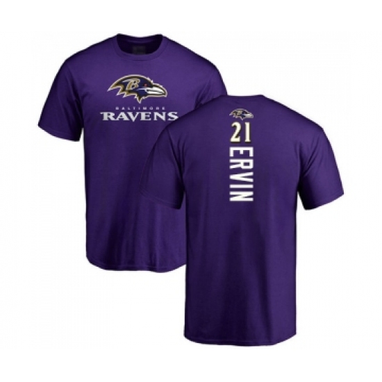 Football Baltimore Ravens #21 Tyler Ervin Purple Backer T-Shirt - Ujersey Shop