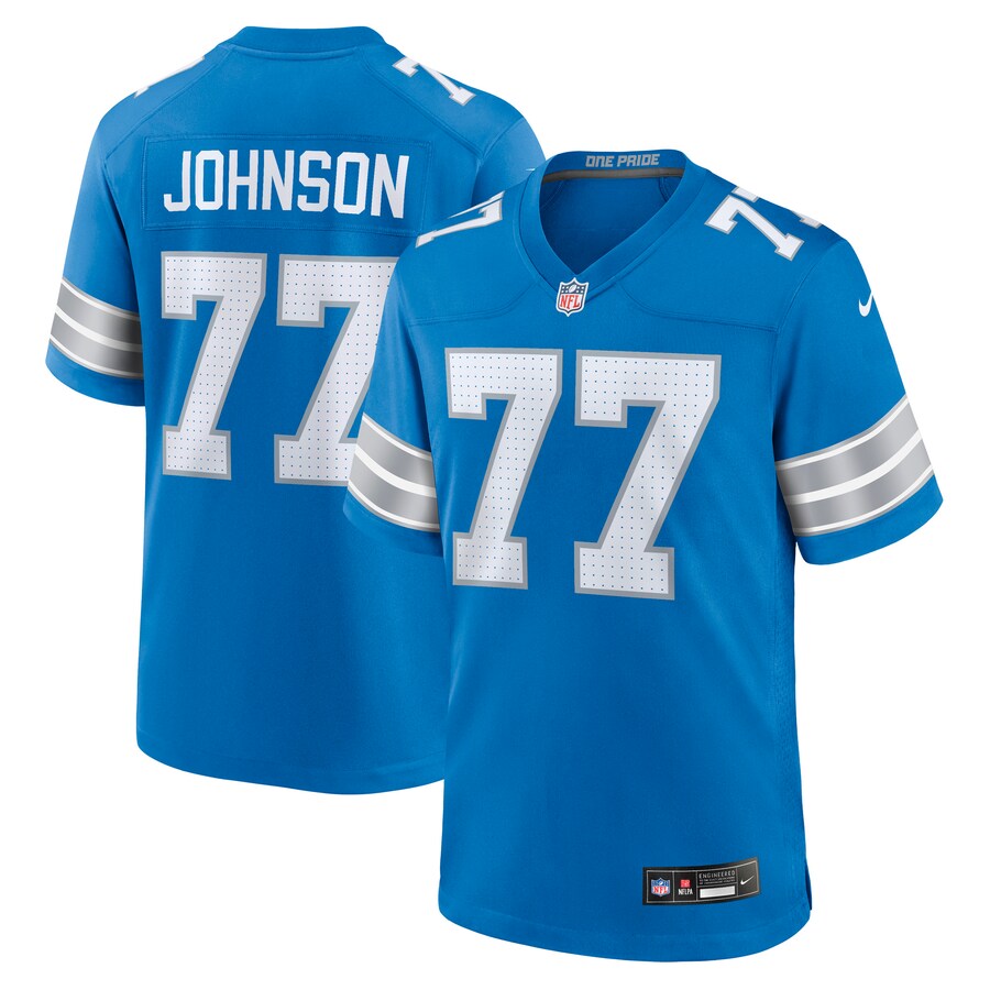 Men's Detroit Lions Zack Johnson Nike Blue Team Game Jersey - Ujersey Shop