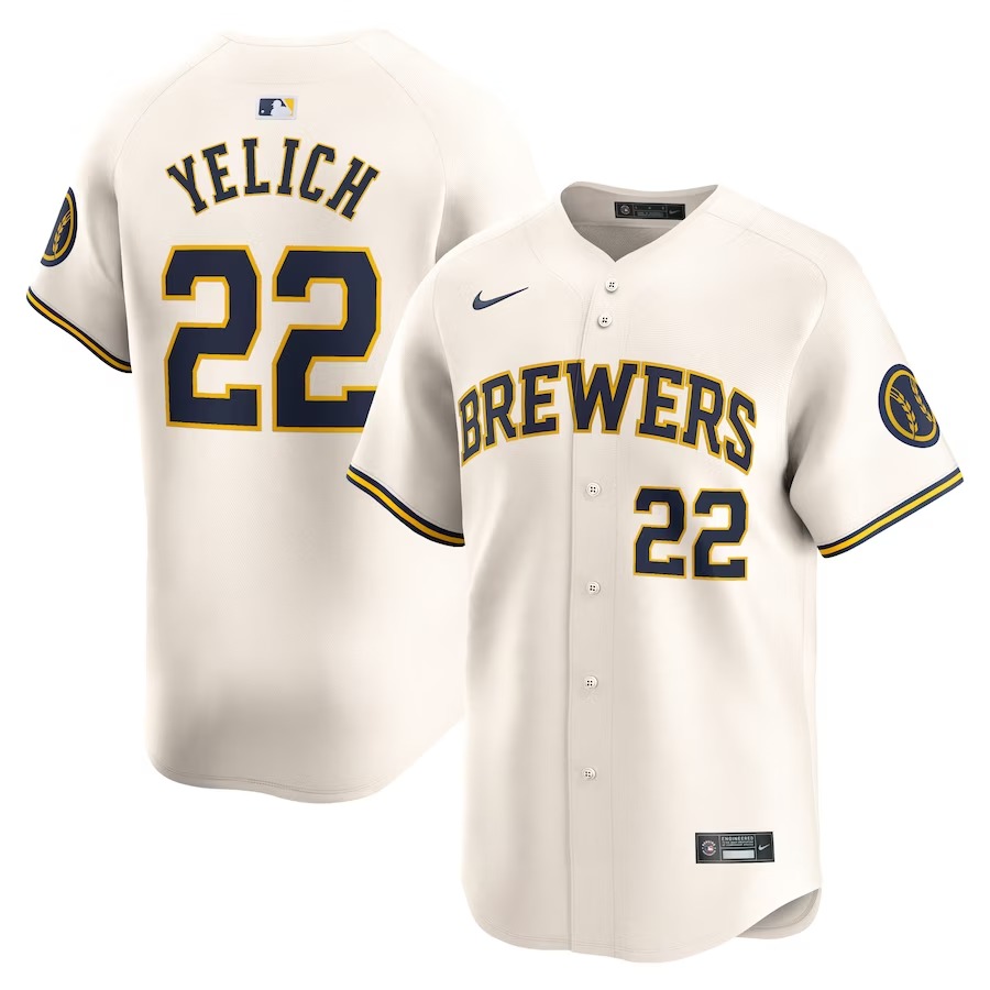 Men's Milwaukee Brewers Christian Yelich Nike Cream Home Limited Player Jersey - Ujersey Shop