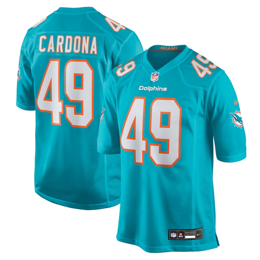 Men's Miami Dolphins Joe Cardona Nike Aqua Team Game Jersey - Ujersey Shop