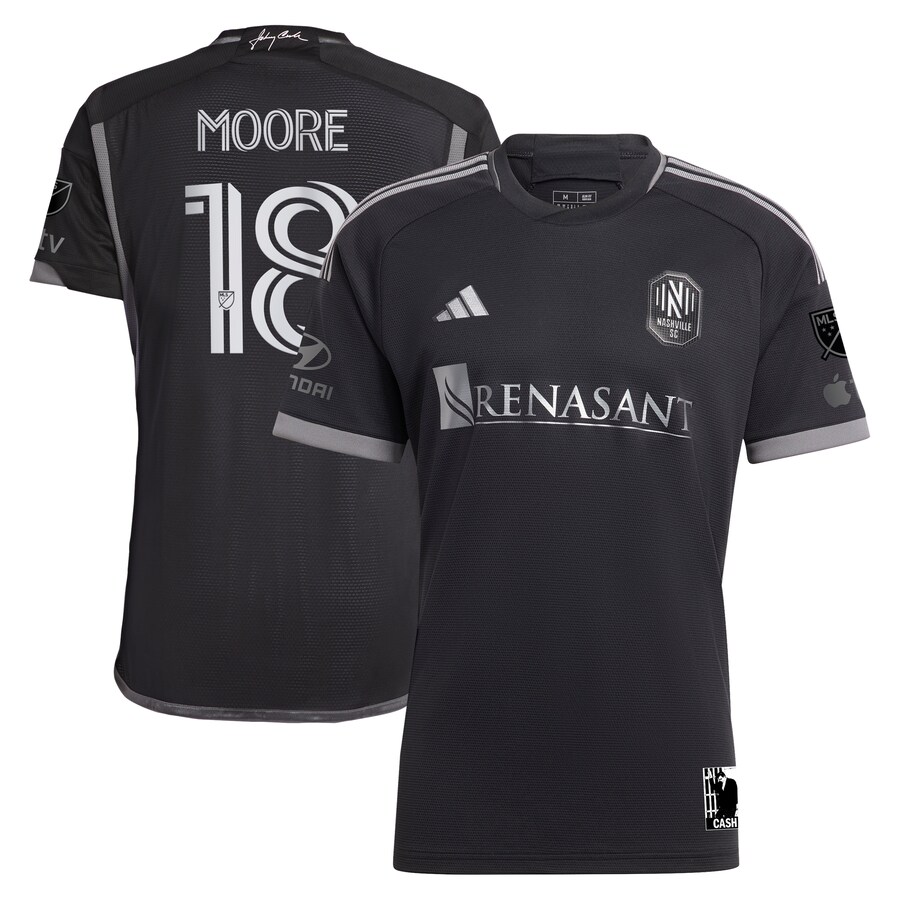 Men's Nashville SC Shaq Moore adidas Black 2023 Man In Black Kit Authentic Player Jersey - Ujersey Shop