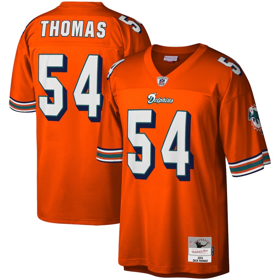 Men's Miami Dolphins Zach Thomas Mitchell & Ness Orange Legacy Replica Jersey - Ujersey Shop