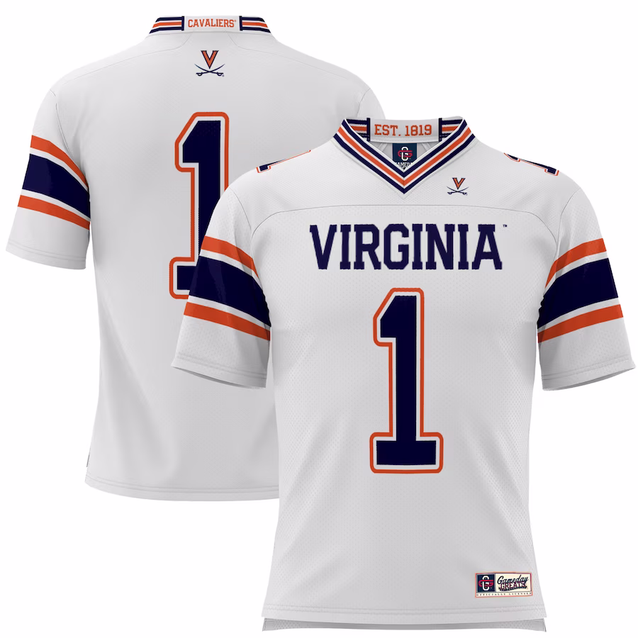 #1 Virginia Cavaliers GameDay Greats Youth Football Jersey - White - Ujersey Shop