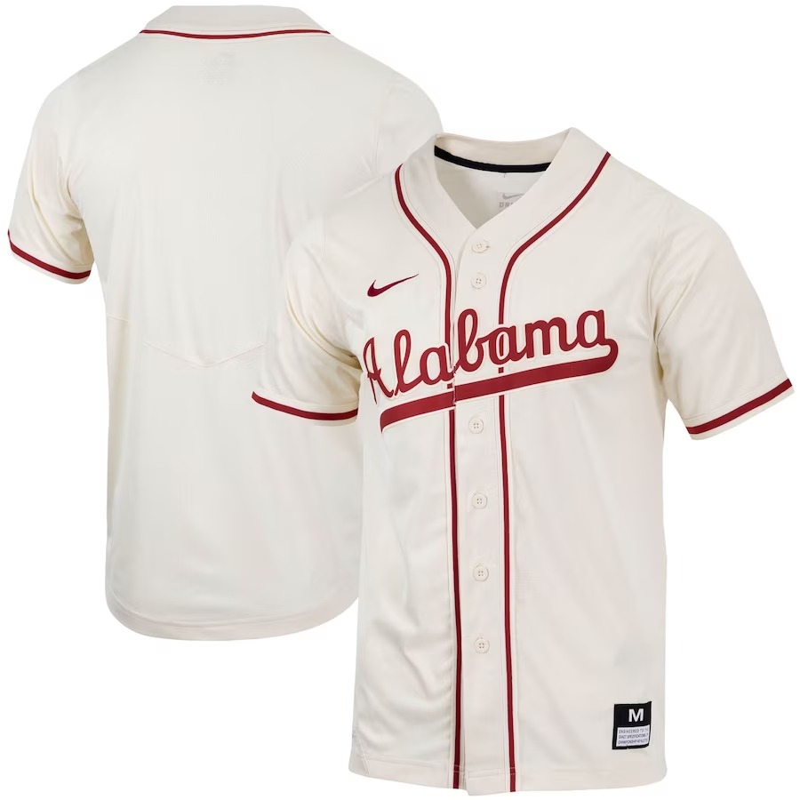 Alabama Crimson Tide Nike Replica Full-Button Baseball Jersey - Natural - Ujersey Shop