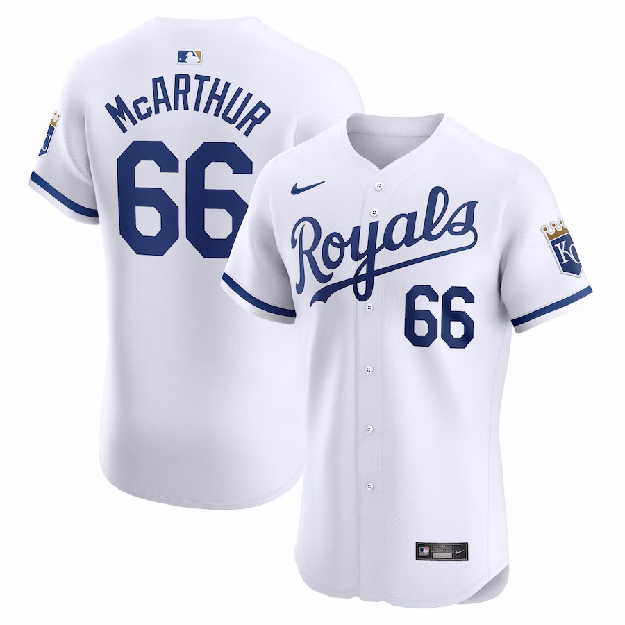 Men's Kansas City Royals James Macarthur Nike White Home Elite Player Jersey - Ujersey Shop