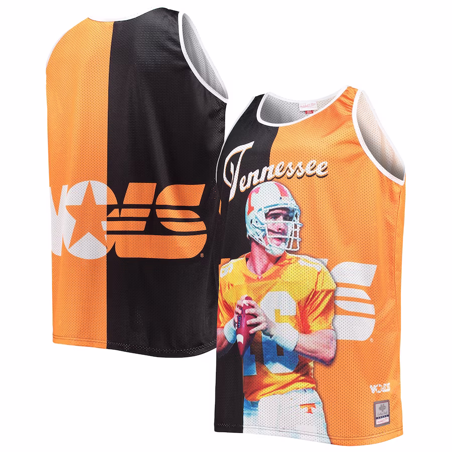 Peyton Manning Tennessee Volunteers Mitchell & Ness Sublimated Player Big & Tall Tank Top - Black/Tennessee Orange - Ujersey Shop