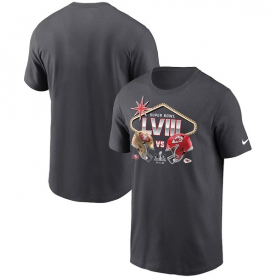 Mens Anthracite Kansas City Chiefs vs. San Francisco 49ers Super Bowl LVIII Matchup T-Shirt - Ujersey Shop