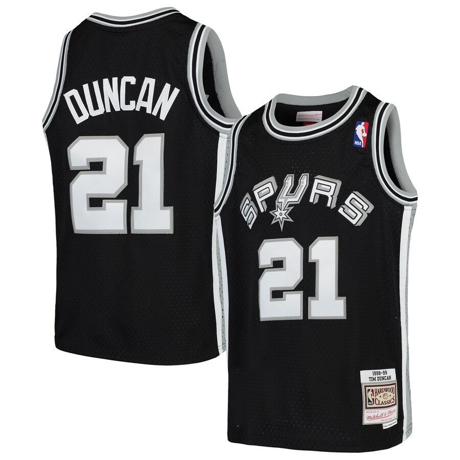 Youth San Antonio Spurs Tim Duncan Mitchell & Ness Black Swingman Throwback Jersey - Ujersey Shop