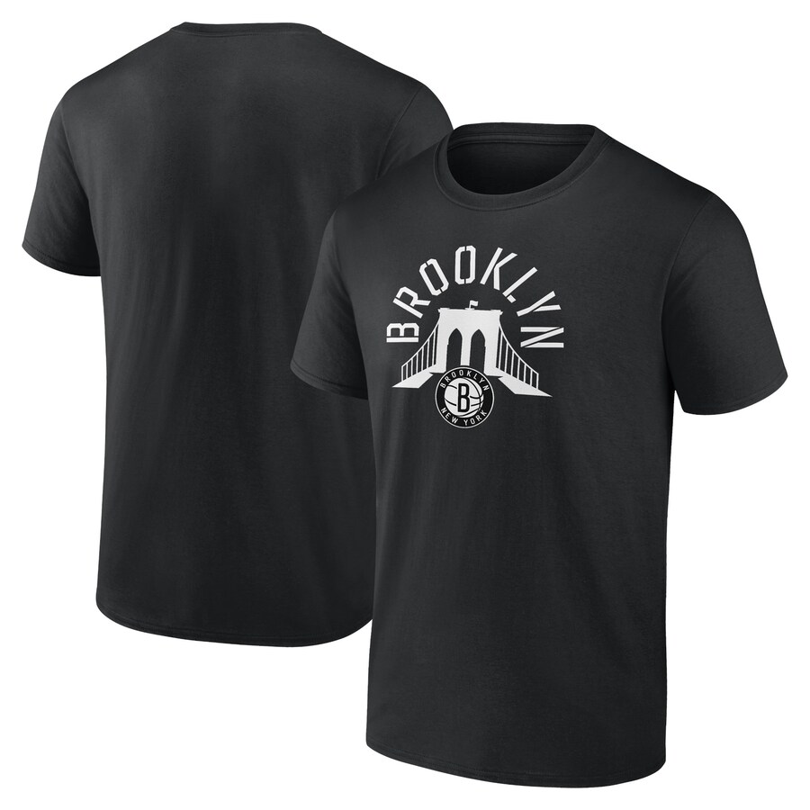 Men's Brooklyn Nets Black Announcer T-Shirt - Ujersey Shop