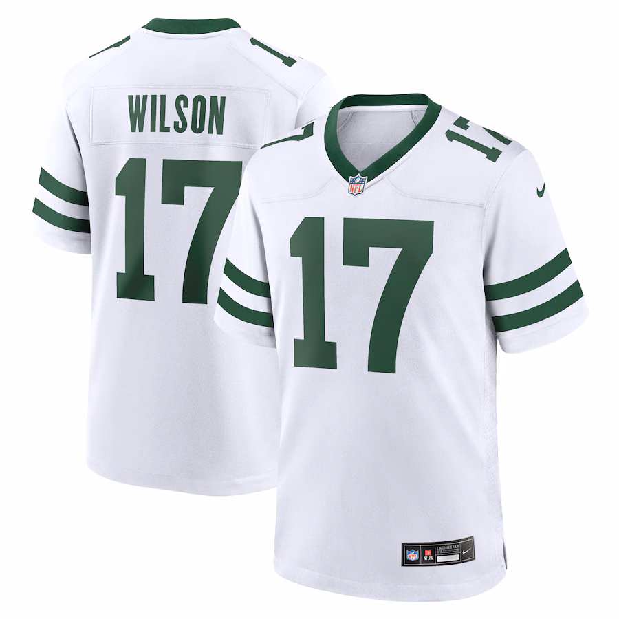Men's New York Jets Garrett Wilson Nike Legacy White Game Jersey - Ujersey Shop