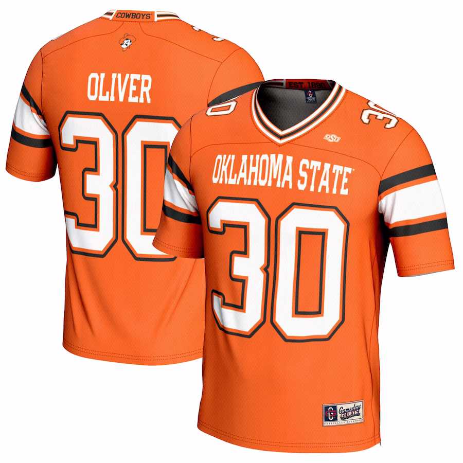 Collin Oliver Oklahoma State Cowboys GameDay Greats NIL Player Football Jersey - Orange - Ujersey Shop