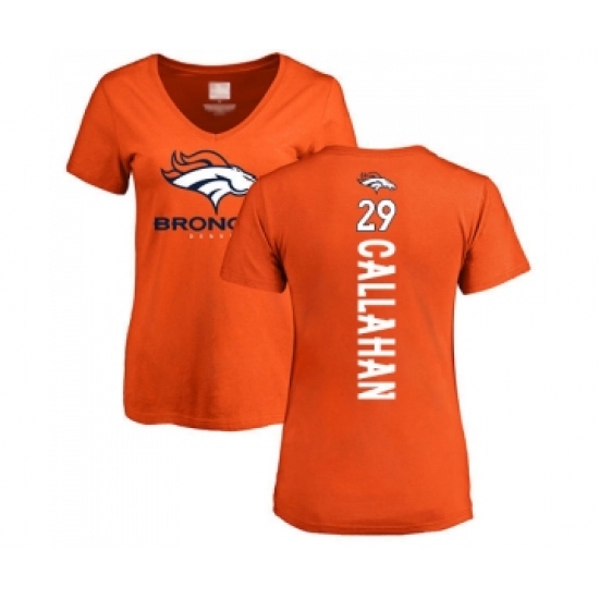 Football Women's Denver Broncos #29 Bryce Callahan Orange Backer T-Shirt - Ujersey Shop