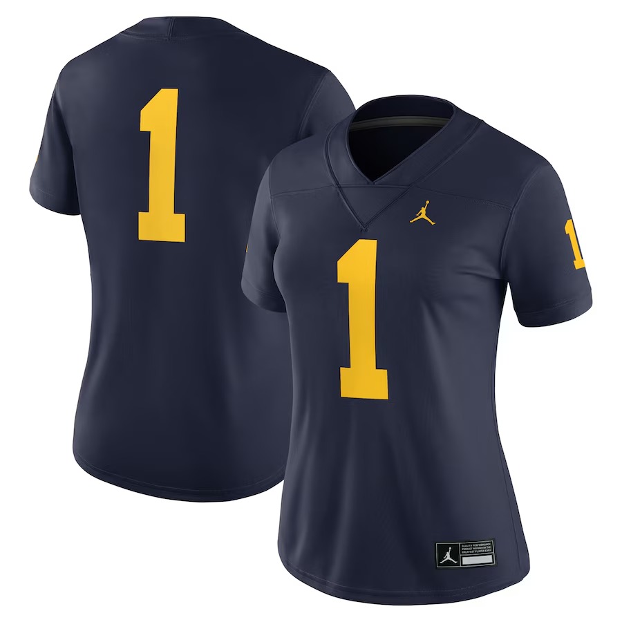 Women's Jordan Brand #1 Navy Michigan Wolverines Game Jersey - Ujersey Shop