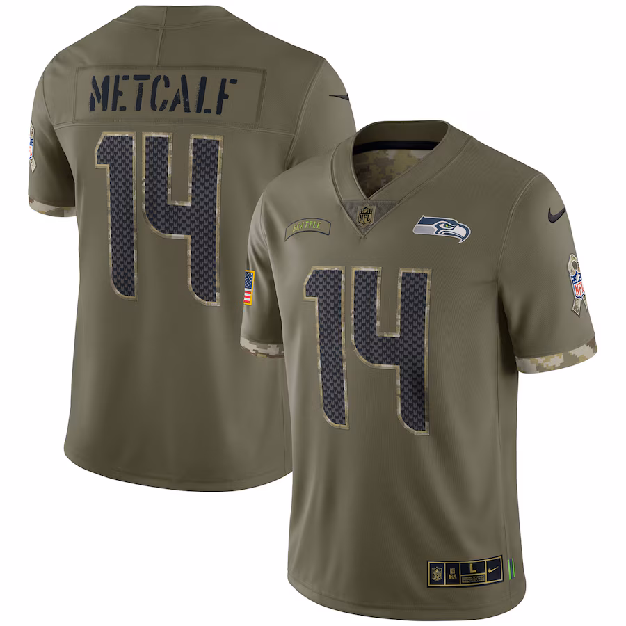 Men's Seattle Seahawks DK Metcalf Nike Olive Salute To Service Limited Jersey - Ujersey Shop