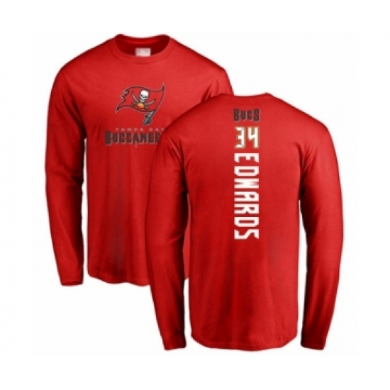 Football Tampa Bay Buccaneers #34 Mike Edwards Red Backer Long Sleeve T-Shirt - Ujersey Shop