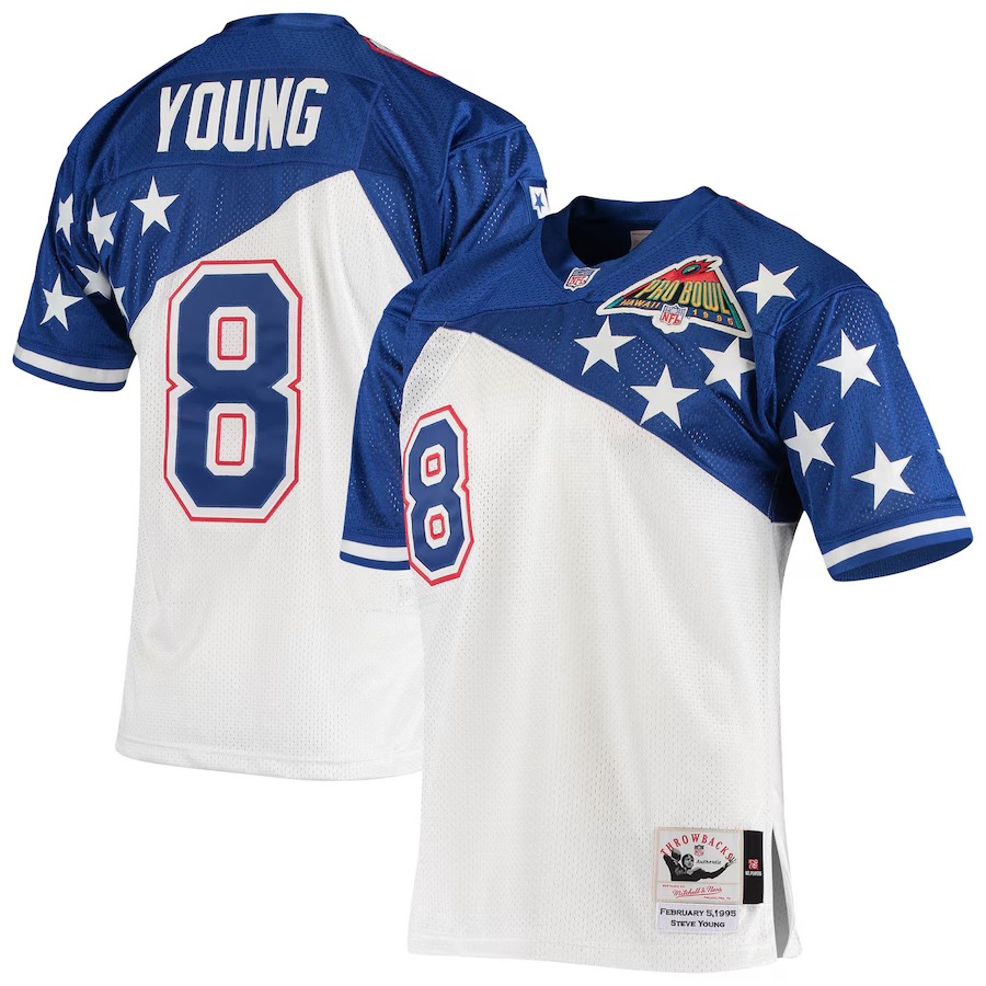 Men's NFC Steve Young Mitchell & Ness White/Blue 1994 Pro Bowl Authentic Jersey - Ujersey Shop