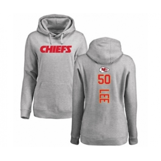 Football Women's Kansas City Chiefs #50 Darron Lee Ash Backer Pullover Hoodie - Ujersey Shop
