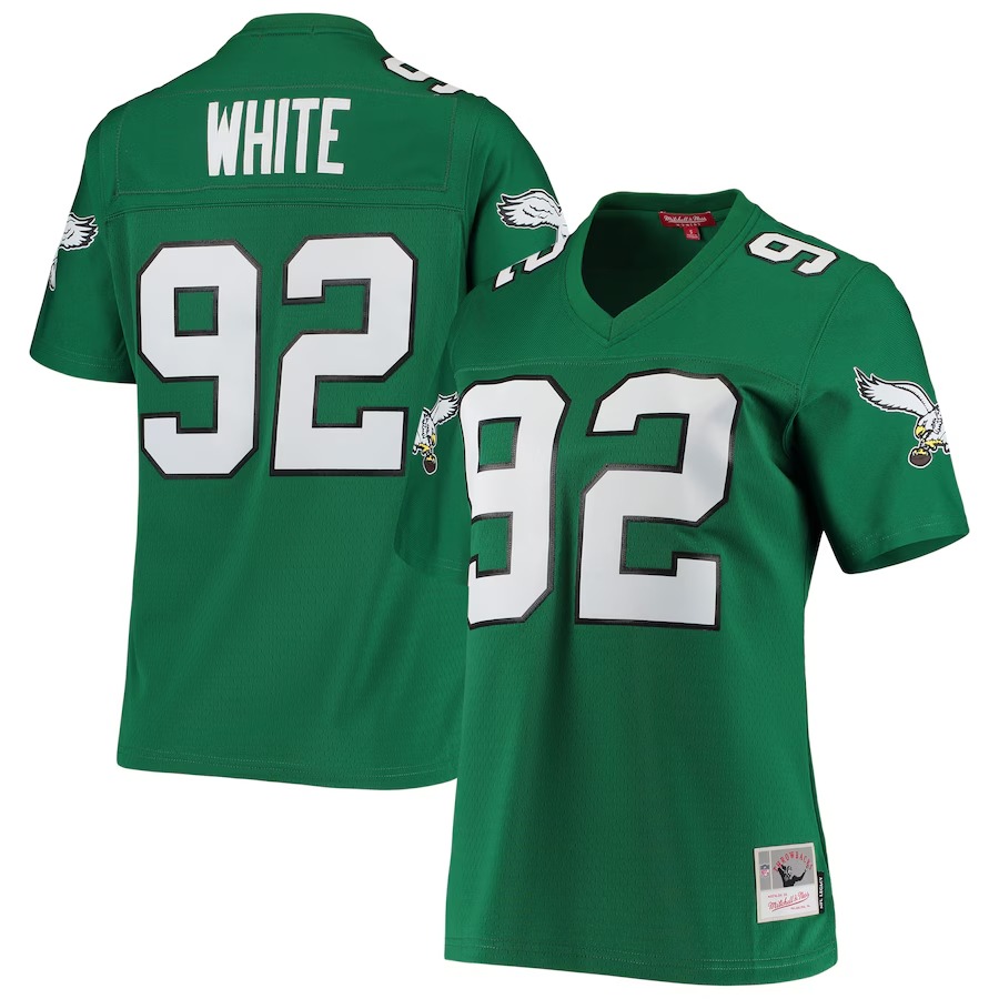 Women's Philadelphia Eagles Reggie White Mitchell & Ness Kelly Green 1990 Legacy Replica Jersey - Ujersey Shop