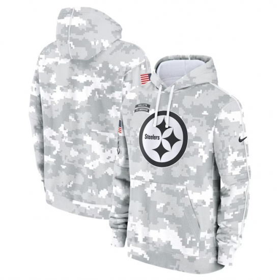 Men's Pittsburgh Steelers 2024 Arctic Camo Salute To Service Club Fleece Pullover Hoodie - Ujersey Shop