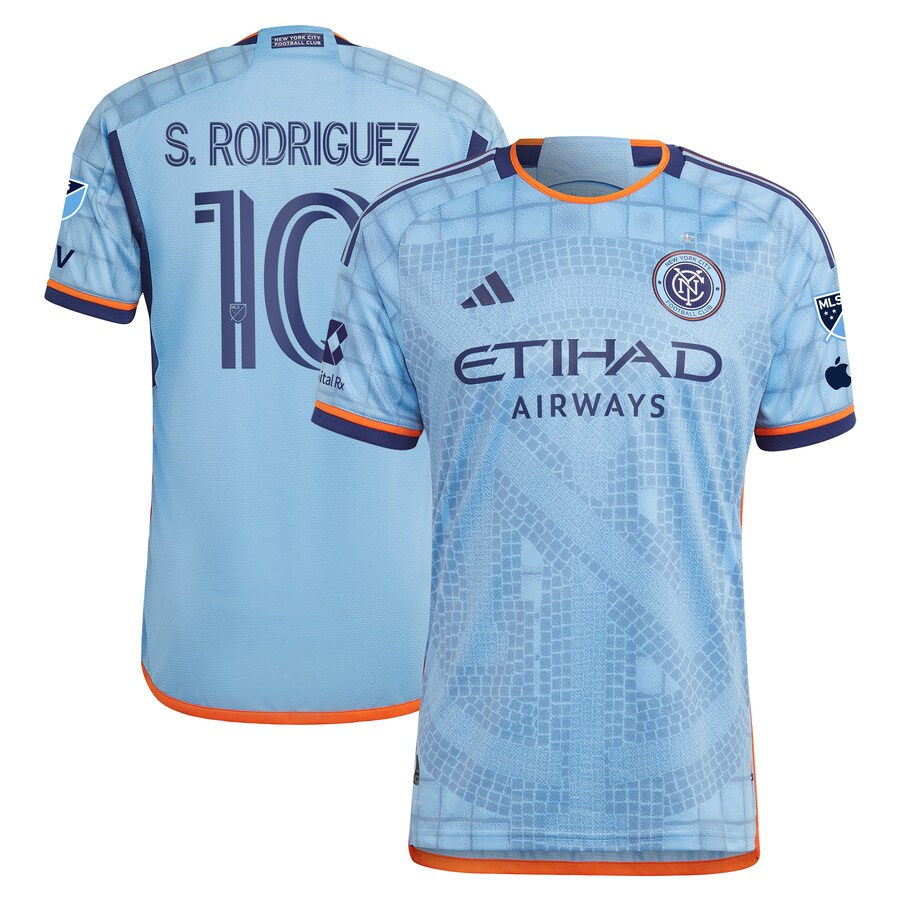 Men's New York City FC Santiago Rodríguez adidas Sky Blue 2024 The Interboro Kit Authentic Player Jersey - Ujersey Shop