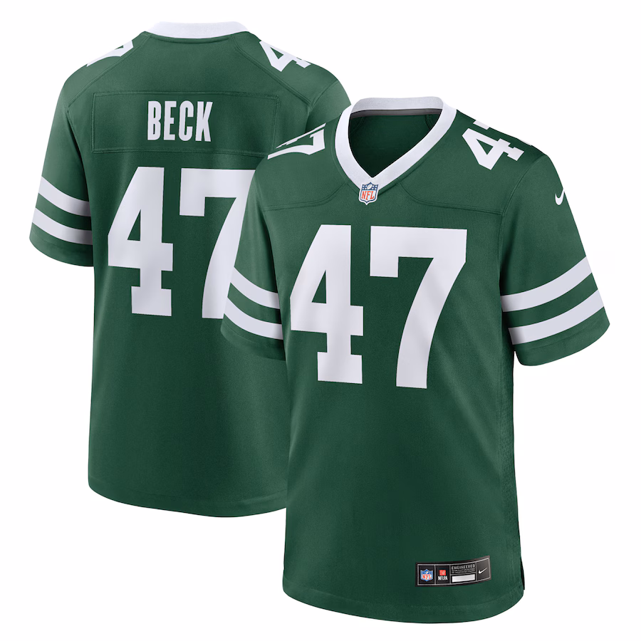 Men's New York Jets Andrew Beck Nike Legacy Green Team Game Jersey - Ujersey Shop