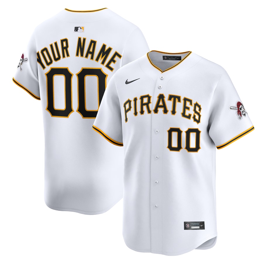 Men's Pittsburgh Pirates Nike White Home Limited Custom Jersey - Ujersey Shop