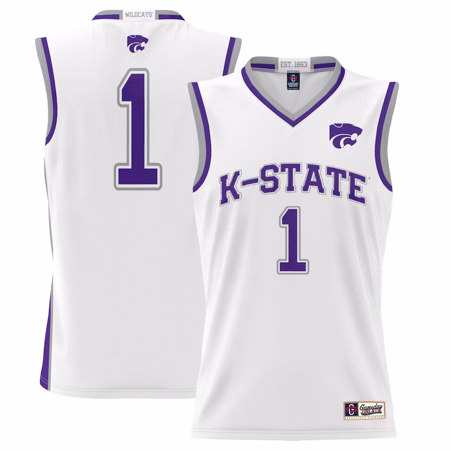 #1 Kansas State Wildcats GameDay Greats Youth Lightweight Basketball Jersey - White - Ujersey Shop