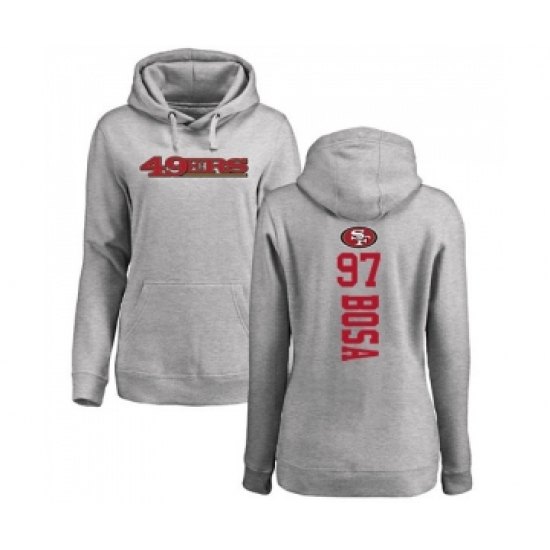 Football Women's San Francisco 49ers #97 Nick Bosa Ash Backer Pullover Hoodie - Ujersey Shop