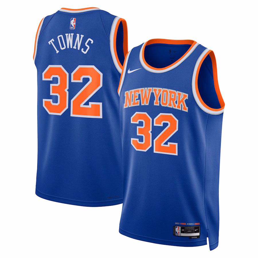 Unisex New York Knicks Karl-Anthony Towns Nike Blue Swingman Jersey - Icon Edition - Ujersey Shop