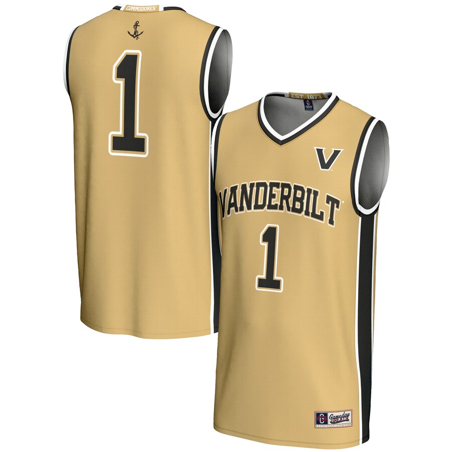 Men's GameDay Greats #1 Gold Vanderbilt Commodores Lightweight Collegiate Basketball Jersey - Ujersey Shop