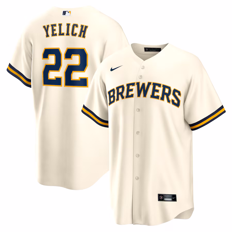 Men's Milwaukee Brewers Christian Yelich Nike Cream Home Replica Player Jersey - Ujersey Shop