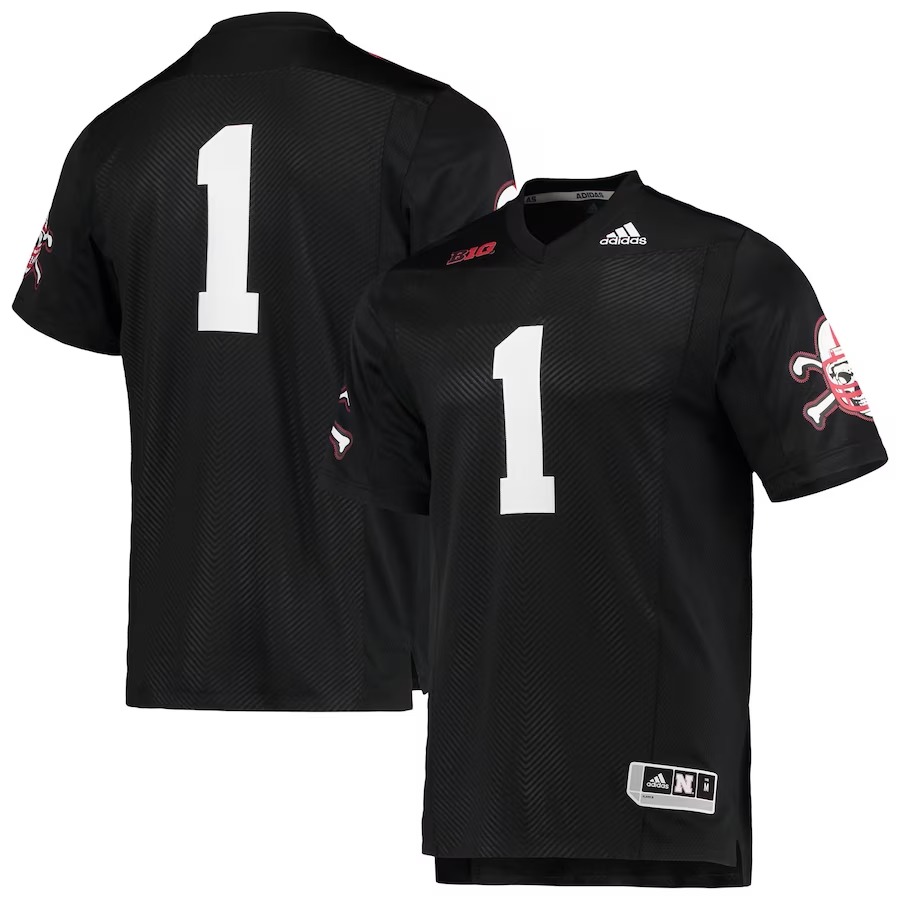 #1 Nebraska Huskers adidas Premier Strategy Jersey - Black - Ujersey Shop