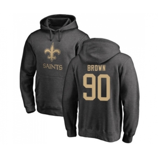 Football New Orleans Saints #90 Malcom Brown Ash One Color Pullover Hoodie - Ujersey Shop