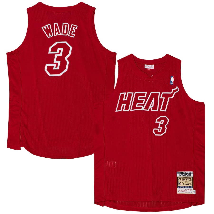 Men's Miami Heat Dwyane Wade Mitchell & Ness Scarlet 2012 Authentic Player Jersey - Ujersey Shop