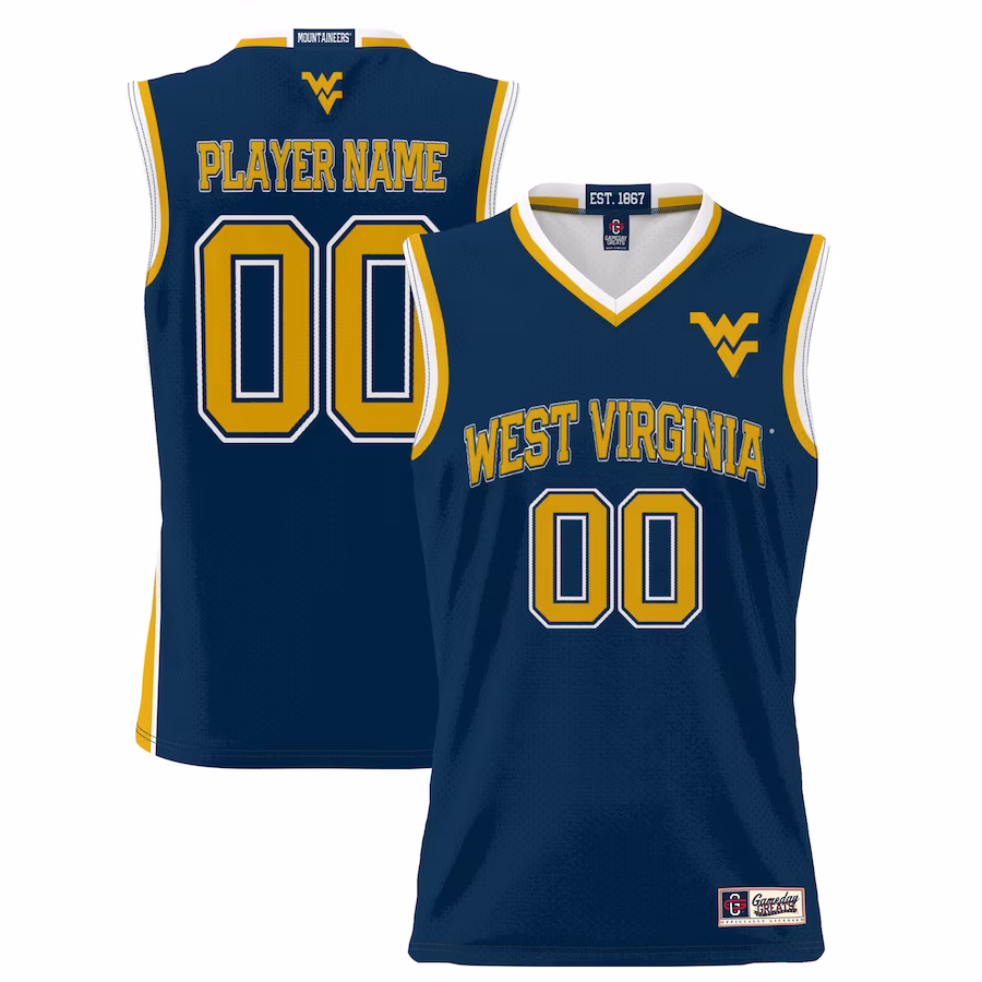 West Virginia Mountaineers GameDay Greats Unisex  Lightweight NIL Pick-A-Player Basketball Jersey - Navy - Ujersey Shop
