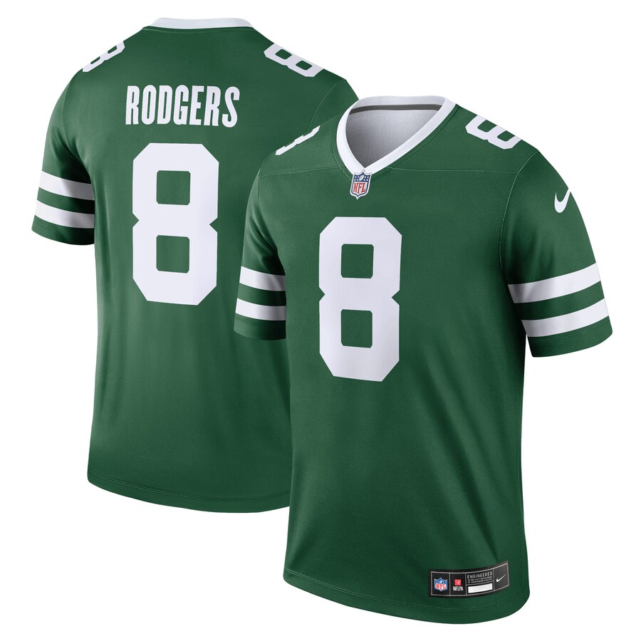Men's New York Jets Aaron Rodgers Nike Legacy Green Legend Player Performance Top - Ujersey Shop