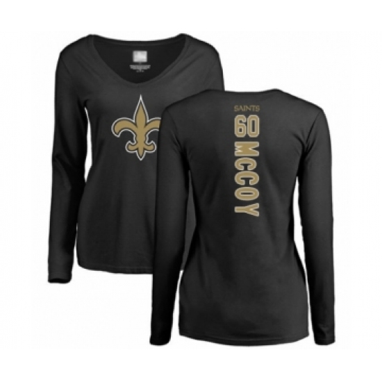 Football Women's New Orleans Saints #60 Erik McCoy Black Backer Slim Fit Long Sleeve T-Shirt - Ujersey Shop