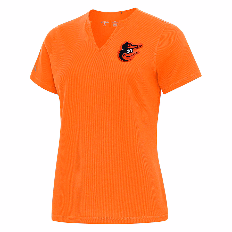 Women's Baltimore Orioles Antigua Orange Notch Neck T-Shirt - Ujersey Shop