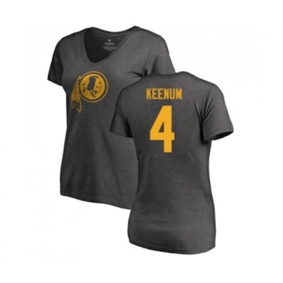 Football Women's Washington Redskins #4 Case Keenum Ash One Color T-Shirt - Ujersey Shop