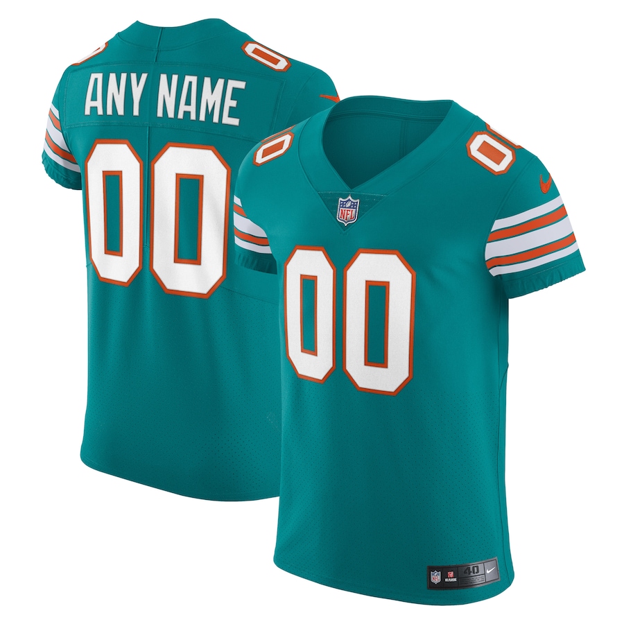 Men's Miami Dolphins Nike Aqua Elite Vapor Untouchable Custom Jersey - Ujersey Shop
