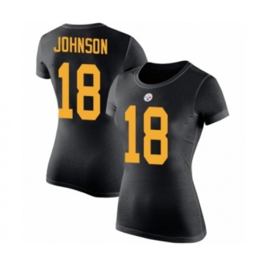 Women's Pittsburgh Steelers #18 Diontae Johnson Black Rush Pride Name & Number T-Shirt - Ujersey Shop