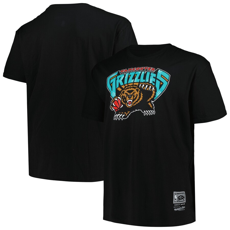 Men's Vancouver Grizzlies Mitchell & Ness Black Big & Tall Hardwood Classics Vintage Logo T-Shirt - Ujersey Shop